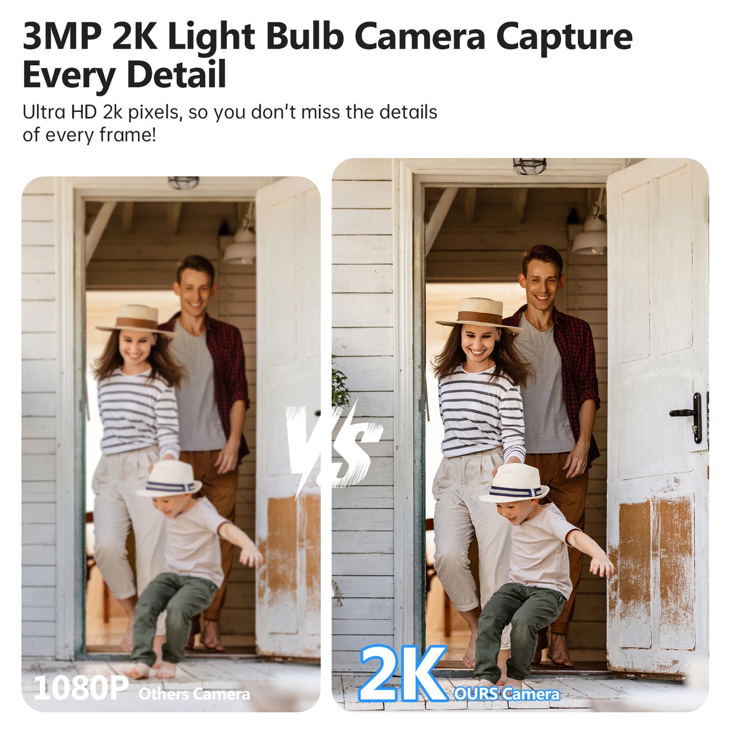 3MP HD Light Bulb Camera – 360° AI Motion Detection, WiFi Hidden Security Cam with E27 Plug
