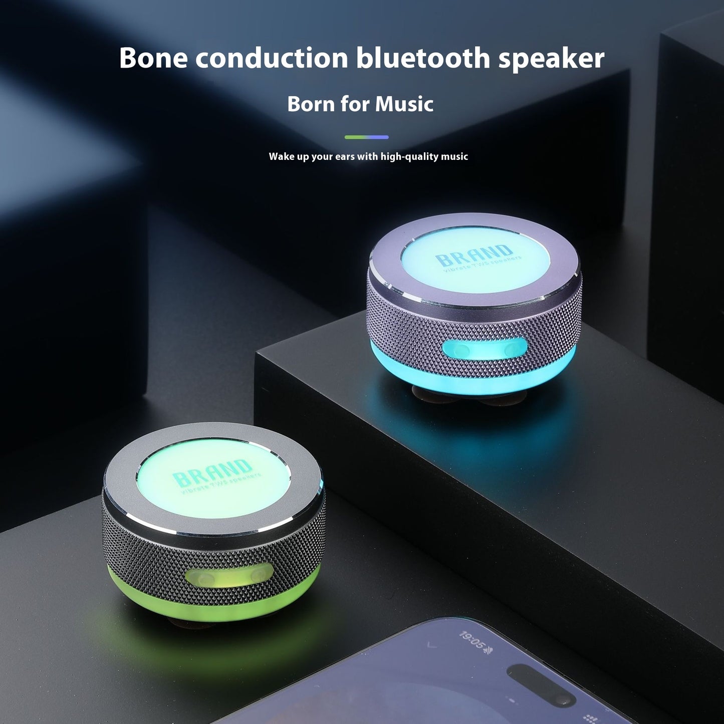 Wireless Mini Bone Conduction Speaker – Bluetooth Vibration Speaker with LED Light