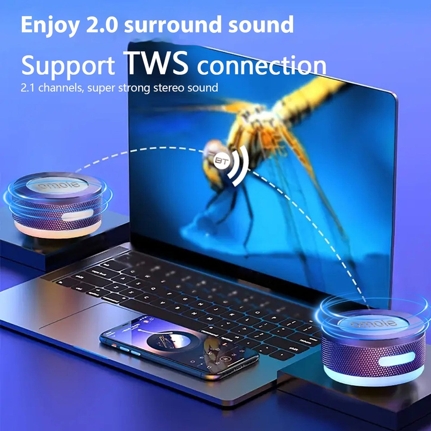 Wireless Mini Bone Conduction Speaker – Bluetooth Vibration Speaker with LED Light