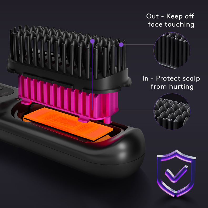 Cord-Free 2-in-1 Hair Straightener & Curler Brush – USB Charging, Fast Heating, Portable Design